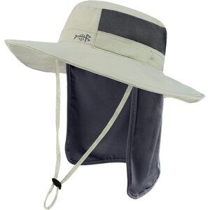 Unisex Pea Green 100% Nylon Shell Wide Brim Mesh Vent with Neck Flap Cowboy Hat